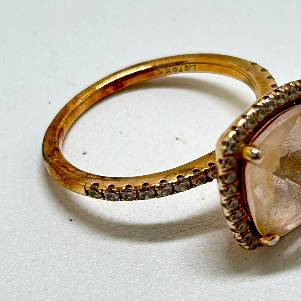 Lavon, Sterling Silver Ring With Peachy And Clear Crystals, Size 5, IOB - Picture 3 of 8